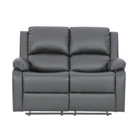 Furnituremaxi Electric Palermo Grey PU 2 Seater Loveseat Recliner Sofa in Bonded Leather, W135D95H102cm