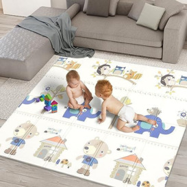 kidoola Reversible Large Baby Play Mat - Soft Playmat for Baby's Crawling, Tummy Time - Thick Floor Mats for Children, Toddlers & Babies - Play Mats for Floor in Bedroom, Nursery & Playroom (Style 4)
