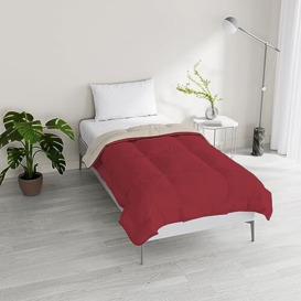 Italian Bed Linen Two-Tone Winter Duvet Dreams and Whims, Burgundy/Cream, Double Bed 200 x 200 cm