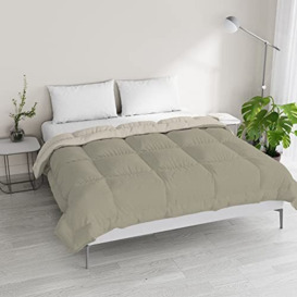Italian Bed Linen Two-Tone Winter Duvet Dreams and Whims, Taupe/Cream, Double 250 x 200 cm
