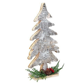 SHATCHI 30cm Shape Birch Bark Wooden Christmas Tree Free Standing for Tabletops, Mantelpieces or Windowsills Xmas Home Decorations, Wood