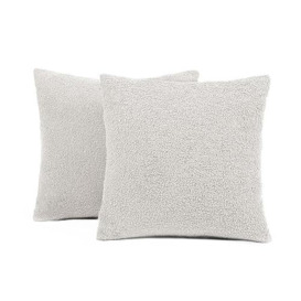 Highams Cushion Covers, Sofa Seat Cushions Teddy Fleece Boucle Cushions Covers, Soft Throw Pillow Living Room Covers for Cushion Pads, Pack of 2 Grey Cushions 45 x 45