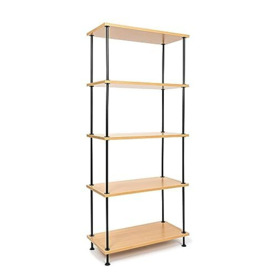 Absolute Deal 5 Tier Wooden Storage Shelf Heavy Duty - Metal Shelving Rack - Organise Warehouse, Workshop, Office, Garage - Durable & Versatile, 139cm x 60cm x 30cm (Beech)