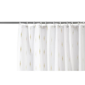 Croydex Gold Dotty Textile Shower Curtain, Water Repellant, Hygiene 'N' Clean, 12 Eyelets