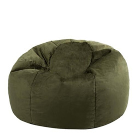 icon Aurora Velvet Bean Bag Chair, Olive, Large Lounge Chair Bean Bags for Adult with Filling Included, Velvet Adults Beanbag, Boho Room Decor Living Room Furniture Bean Bag Chairs