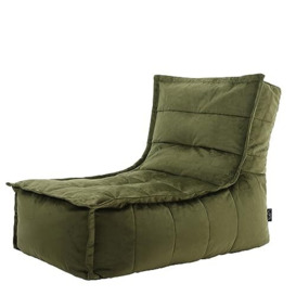 icon Dolce Velvet Lounger Bean Bag Chair, Olive, Giant Beanbag Velvet Chair, Large Bean Bags for Adult with Filling Included, Chaise Longue Beanbag