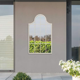"MirrorOutlet The Arcus - White Metal Framed Modern Arched Garden Wall Mirror 41"" X 24"" (104CM X 62CM) Black. 2cm Wide Frame and 3cm Deep."