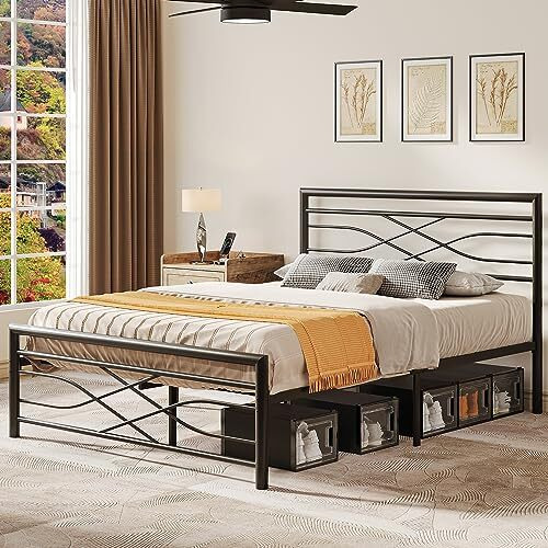 YITAHOME King Metal Bed Frame 5ft Modern Style Bed Frame with