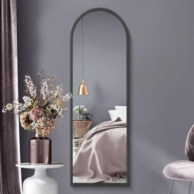 "MirrorOutlet The Arcus - Black Framed Modern Full Length Arched Leaner/Wall Mirror 63"" X 21"" (160CM X 53CM) Silver Mirror Glass with Black All weather Backing"
