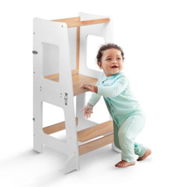 kidoola Toddler Learning Tower & Mini Desk: Safe, Creative & Versatile Furniture for Kids, Easy to Build with Secure Safety Bars, Adjustable Height, Blackboard & Whiteboard for up to 12 Years