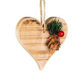 SHATCHI Rustic Star, Reindeer, Heart Tree Decorations-Christmas Wooden Festive Ornaments Hanging Xmas Pendants DIY Crafts Gifts, Wood