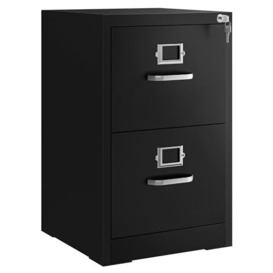 YITAHOME 2 Drawers Filing Cabinets, Lockable Vertical File Cabinet for Letter/Legal/A4 Size, Anti-tipping File Drawer Storage Cabinets with Cue Card Slot for Home Office, Black, 45.8 x 45 x 73cm