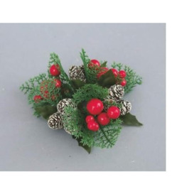 Piovaccari Candle Holder 13 cm with Pines and red Berries, As Shown in The Picture,