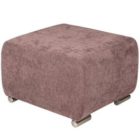 Upholstered Stool pink with silver-colored legs - made of braided fabric, with metal legs for easy self-assembly - foot stool for armchair, living room, hallway
