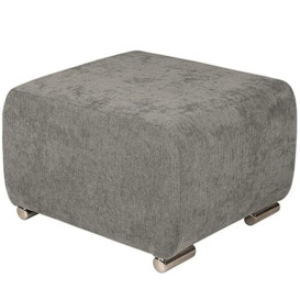 Upholstered Stool grey with silver-colored legs - made of braided fabric, with metal legs for easy self-assembly - foot stool for armchair, living room, hallway