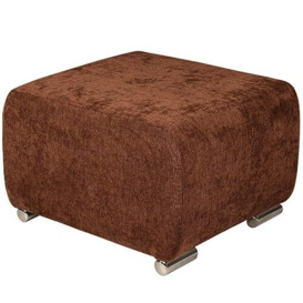 Upholstered Stool brown with silver-colored legs - made of braided fabric, with metal legs for easy self-assembly - foot stool for armchair, living room, hallway