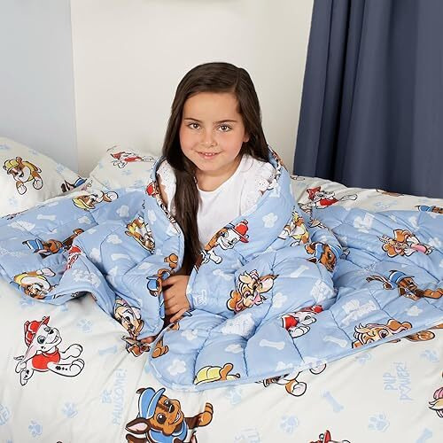 Paw Patrol Weighted Blanket for Children 2kg, Stress Relief Single Weighted Blanket for Kids Paw Patrol Blanket Characters Boys Girls Calming Anti Anxiety Weighted Blanket, Blue