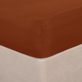 Brentfords Double Fitted Sheet Burnt Orange, Bed Sheets Double Easy Care Ultra Soft Fade Resistant, Microfibre Deep Fitted Sheets Double Bedding Linen