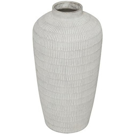 "Deco 79 Ceramic Textured Vase with Linear Pattern, 12"" x 12"" x 23"", Cream"