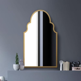 "MirrorOutlet The Arcus - Gold Metal Framed Modern Arched Wall Mirror 41"" X 24"" (104CM X 61CM) Gold Frame"