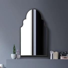 "MirrorOutlet The Arcus - Black Metal Framed Modern Arched Wall Mirror 41"" X 24"" (104CM X 61CM) Black frame"