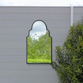 "MirrorOutlet The Arcus - Black Outdoor Metal Framed Modern Arched Garden Wall Mirror 41"" X 24"" (104CM X 61CM) Black. 2cm Wide Frame and 3cm Deep.…"