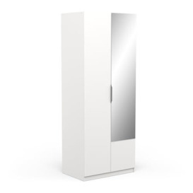 Demeyere Mirror and Wardrobe 2 Doors 1 Modern Niche – Matt White – 79.5 x 51 x 203 cm, Engineered Wood, 79,4 x 51,1 x 203 cm