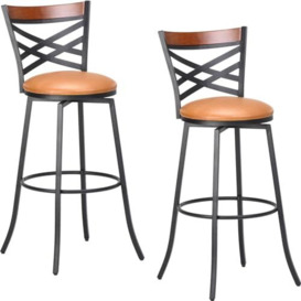 Farini Swivel Bar Stools Set of 2, Country Style Chairs with Back and Footrest for Kitchen Island, Pub, Restaurant, Bar Height and Perfect for any Bar