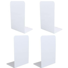 ASelected Heavy Metal Bookends Two Pairs Of White Bookends L-Shaped Bookends Come With Non-Slip Pads Home Office Library Bookshelves (4Pcs)