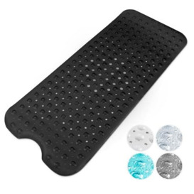 KEPLIN Premium Non-Slip Bath Mat - 200 Suction Cups, BPA, Latex Free, Mildew Resistant, Machine Washable - Safe, Durable & Comfortable for Shower Runner & Bathroom Tubs Extra Long (40x100cm) - Black