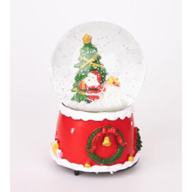 Musical Christmas Snowglobe Large Water Ball Features Christmas Santa Xmas Tree Scene Cute Resin Base- 10x15cm - Christmas Table Mantel Decorations