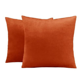 Sienna Matt Velvet Burnt Orange Cushion Covers, Pack of 2 Throw Pillows Cushion Covers for Cushion Inserts Smooth Soft Comfy Cushions Living Room Bedroom, Rust