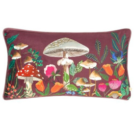 Wylder Nature Wild Garden Mushroom Velvet Piped Cushion Cover