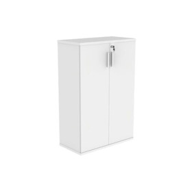 Office Hippo Essentials Heavy Duty Storage Cupboard with Adjustable Shelving, Featuring 2 Lockable Doors, Suitable for Commercial Office, Home and Classroom, MFC, Arctic White, 80 x 40 x 120.4 cm