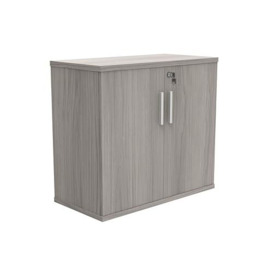 Office Hippo Essentials Heavy Duty Storage Cupboard with Adjustable Shelving, Featuring 2 Lockable Doors, Suitable for Commercial Office, Home and Classroom, MFC, Alaskan Grey Oak, 80 x 40 x 73 cm