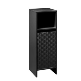 House and Homestyle Free Standing Slim Bathroom Floor Cabinet, MDF with Laser-Etched Hexagonal Design, Black Painted, Multi-Purpose Storage with Eco-Friendly Packaging, Engineered Wood, H86xW30xD30cm