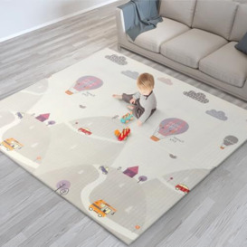 scoosh Foldable Activity Mat - Double-Sided, Reversible, Waterproof, Ideal for Playtime, Picnics, and Quality Family Bonding - Premium Quality Outdoor & Indoor Mat (180x200x1cm, Mountains & Cars)