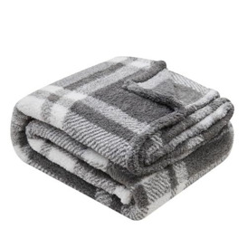 GC GAVENO CAVAILIA Teddy Throw Blanket For Bed, Sofa - Soft, Fluffy, Cosy, Snuggle Blankets and Sofa Throw - Sherpa Fleece Blanket Double 130 x 180 Cm - Grey