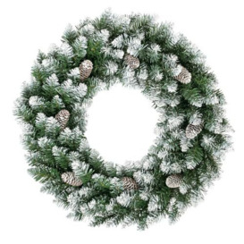 24in/ 60cm Artificial Christmas Wreath for Front Door, Holiday Xmas Wreath with Pine Cones for Window/Fireplace/Wall