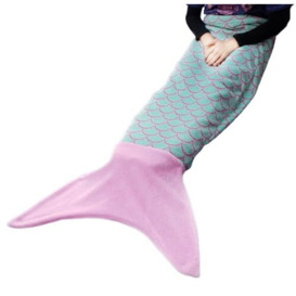 London Europe Original Comfy Tail PASHMINA Mermaid Blanket - Kids Teal & Pink scales