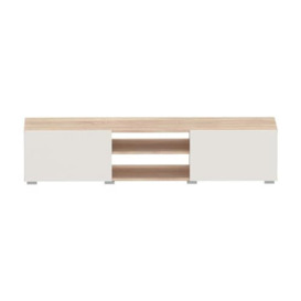 Symbiosis TV Cabinet with Doors Podium 140x42x31cm Melamine Natural Oak and Light Beige, Multi, one Size