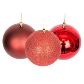 10cm/3Pcs Christmas Baubles Shatterproof Dark Red, Christmas Tree Decorations Ball Ornaments Balls Xmas Hanging Decorations Holiday Decor - Shiny,Matte,Glitter