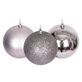 10cm/6Pcs Christmas Baubles Shatterproof Mid Grey, Christmas Tree Decorations Ball Ornaments Balls Xmas Hanging Decorations Holiday Decor - Shiny,Matte,Glitter
