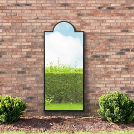 "MirrorOutlet The Genestra - Black Modern Contemporary Leaner and Wall Garden Mirror 67"" X 29"" (170CM X 75CM) Silver Mirror Glass with Black Metal Frame. Landscape or Portrait. Frost Protected Glass"