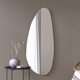 "MirrorOutlet The Lacuna - Frameless Full Length Pond Leaner/Wall Mirror 47"" X 20"" (120CM X 50CM) Silver Mirror Glass with Black wooden Backing - Polished Edging"