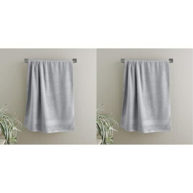 Catherine Lansfield Bathroom Anti Bacterial 500 gsm Soft & Absorbent Cotton Hand Towel Silver Grey, 50.00 x 85.00 cms (Pack of 2)