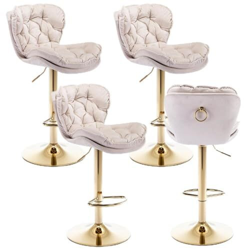 ModernLuxe Bar Stools Set of 4, Swivel Velvet Bar Stool, Modern