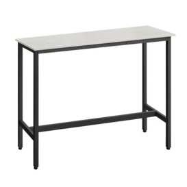 VASAGLE Bar, Kitchen, Pub Dining High Table, Sturdy Steel Frame, 40 x 120 x 90 cm, Easy Assembly, Industrial Design, Rustic White and Ink Black LBT120B73, 120L cm