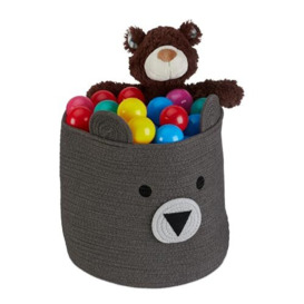 Relaxdays Children's Storage Basket, Grey, 38 x 34 x 34 cm