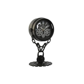 Home ESPRIT Table Clock Black Silver Metal Glass 18 x 17 x 33 cm